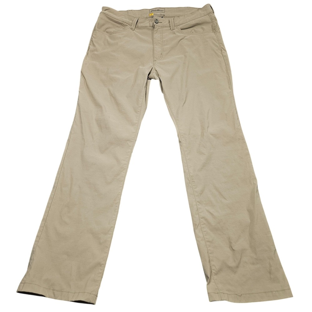Eddie Bauer Travex Pants Mens 38x32 Khaki Tan Stretch Hiking Outdoor Chinos